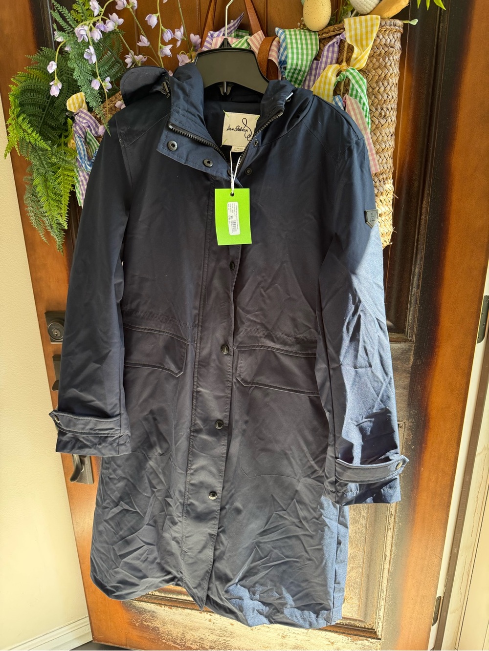NWT! Sam Edelman Navy Hooded Rain Jacket Anorak with Zip